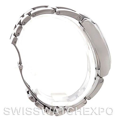 The image shows a side view of the Cartier Roadster W62016V3 Women's Stainless Steel Silver Dial W62016V3 Women's Stainless Steel Silver Dial watch, highlighting its metal bracelet and case profile.