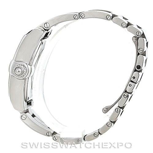 This image shows a side view of the Cartier Roadster W62017V3 Women's Stainless Steel Pink Dial W62017V3 Women's Stainless Steel Pink Dial watch, focusing on the case and bracelet.