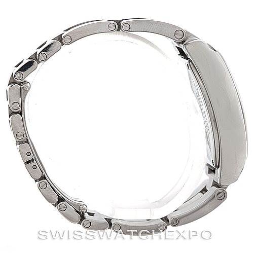 The image shows a side profile of the Cartier Roadster W62017V3 Women's Stainless Steel Pink Dial W62017V3 Women's Stainless Steel Pink Dial watch, highlighting the bracelet and side of the case.