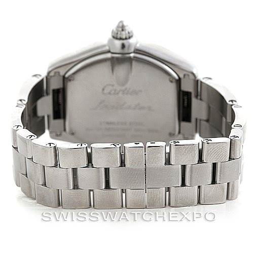 This image shows the back and bracelet of the Cartier Roadster W62016V3 Women's Stainless Steel Silver Dial W62016V3 Women's Stainless Steel Silver Dial watch, focusing on the clasp and links.