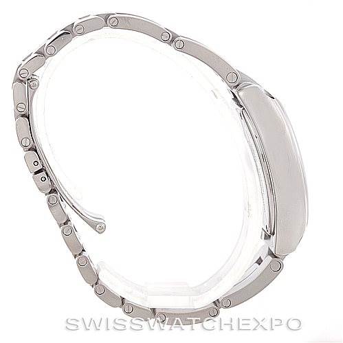 This image shows the side profile of the Cartier Roadster W62017V3 Women's Stainless Steel Pink Dial W62017V3 Women's Stainless Steel Pink Dial watch, highlighting the case and bracelet.