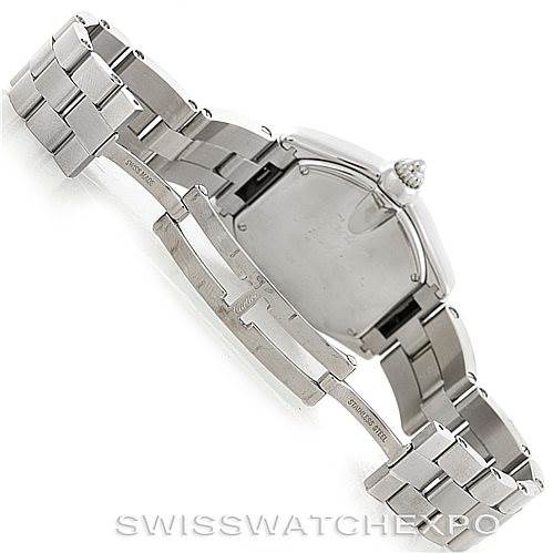 This image shows the back and bracelet of the Cartier Roadster W62053V3 Women's Stainless Steel Blue Dial W62053V3 Women's Stainless Steel Blue Dial watch, focusing on the clasp mechanism.