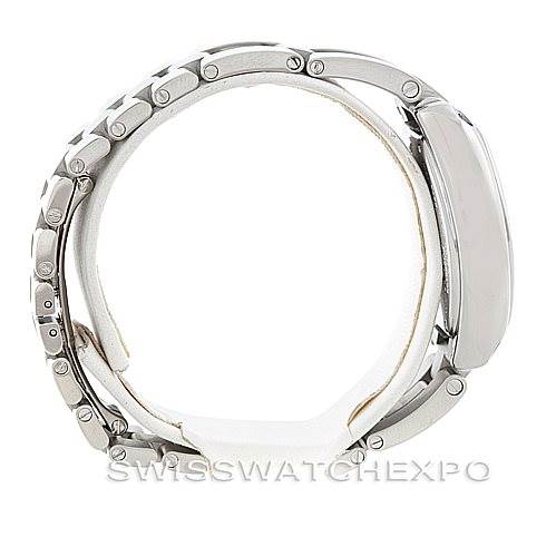 This image shows a side view of the Cartier Roadster W62016V3 Women's Stainless Steel Silver Dial W62016V3 Women's Stainless Steel Silver Dial watch, highlighting its bracelet and clasp.