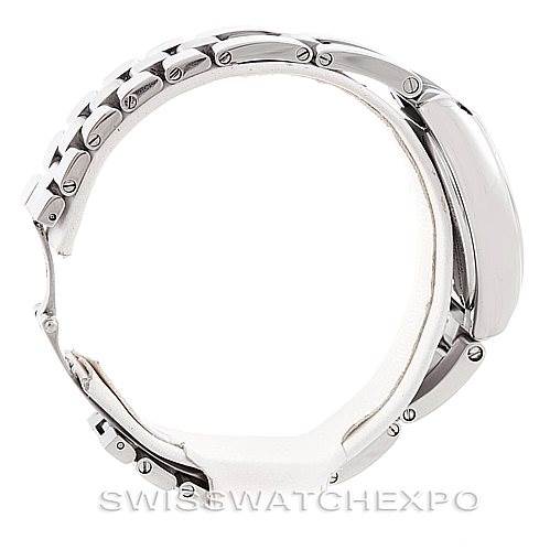 The image shows a side view of the Cartier Roadster W62016V3 Women's Stainless Steel Silver Dial W62016V3 Women's Stainless Steel Silver Dial watch, highlighting the case and bracelet links.