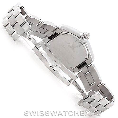 The image shows the rear view and bracelet of the Cartier Roadster W62017V3 Women's Stainless Steel Pink Dial W62017V3 Women's Stainless Steel Pink Dial watch, highlighting the clasp and back case.