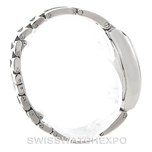 The image shows a side view of the Cartier Roadster W62016V3 Women's Stainless Steel Silver Dial W62016V3 Women's Stainless Steel Silver Dial watch, highlighting its bracelet and case.