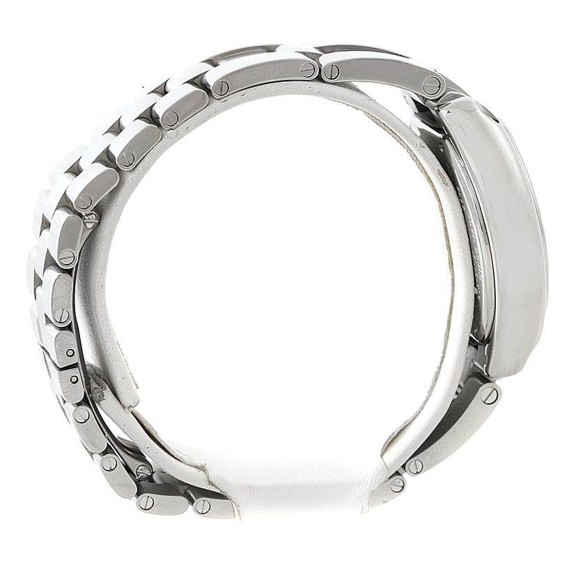 The image shows the side profile and bracelet of the Cartier Roadster W62017V3 Women's Stainless Steel Pink Dial W62017V3 Women's Stainless Steel Pink Dial watch.