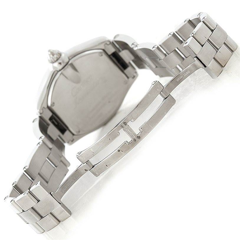 This image shows the back and partially open bracelet clasp of the Cartier Roadster W6206007 Women's Stainless Steel Mother of Pearl Dial W6206007 Women's Stainless Steel Mother of Pearl Dial watch.