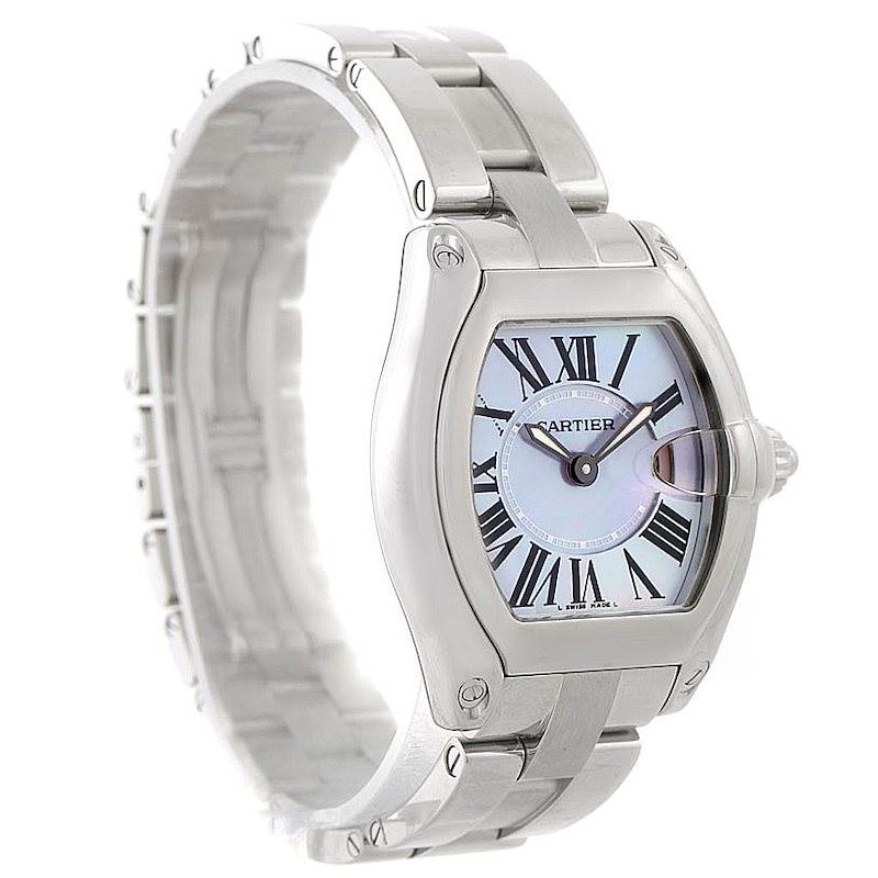 Cartier Roadster Ladies Mother of Pearl Dial Steel Watch W6206007 SwissWatchExpo