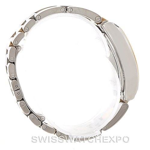 The image shows the side view of a Cartier Roadster W62026Y4 Women's Steel and Gold (two tone) Silver Dial W62026Y4 Women's Steel and Gold (two tone) Silver Dial watch, focusing on its metal bracelet.