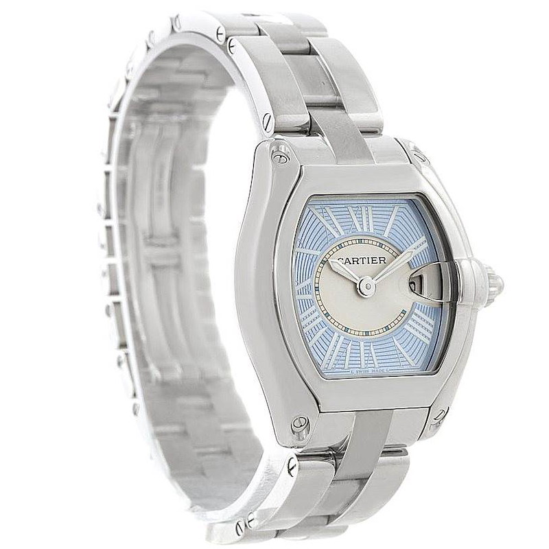 Cartier Roadster Ladies Blue Dial Steel Watch W62053V3 SwissWatchExpo