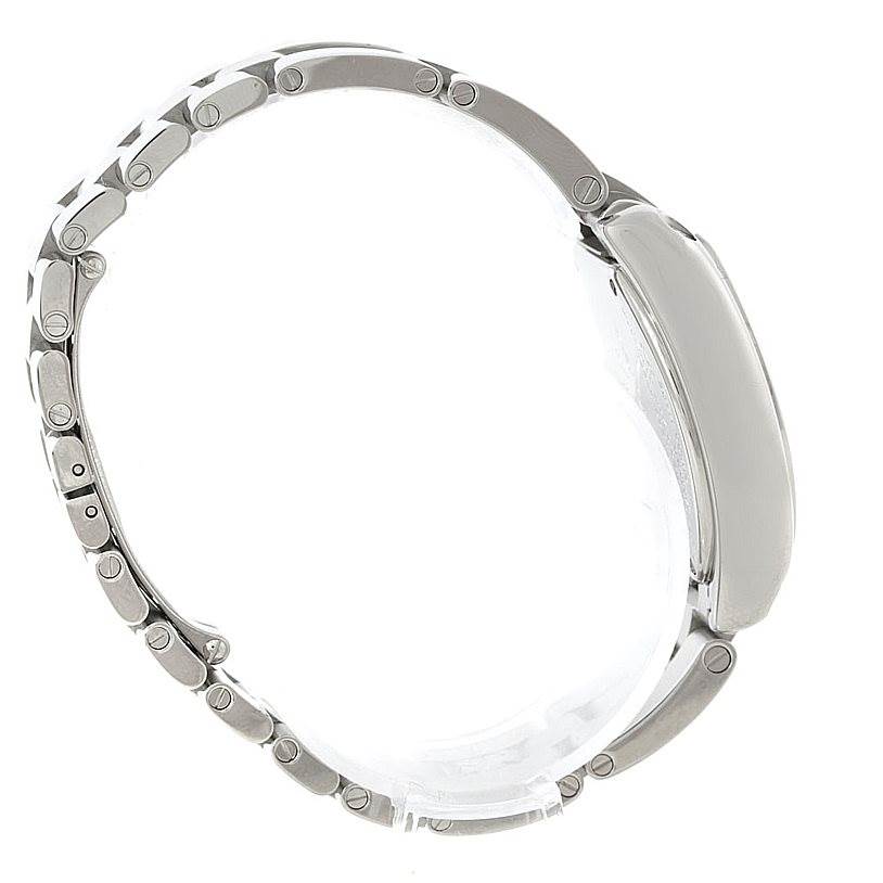 This image shows a side view of the Roadster model watch by Cartier, highlighting its bracelet and case.