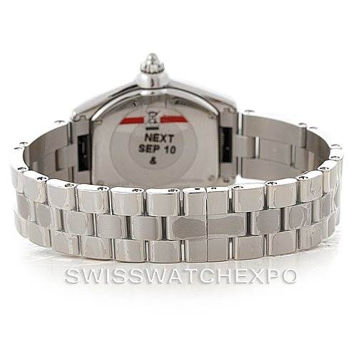 The image shows the back and bracelet of the Cartier Roadster W6206007 Women's Stainless Steel Mother of Pearl Dial W6206007 Women's Stainless Steel Mother of Pearl Dial watch from a rear angle.