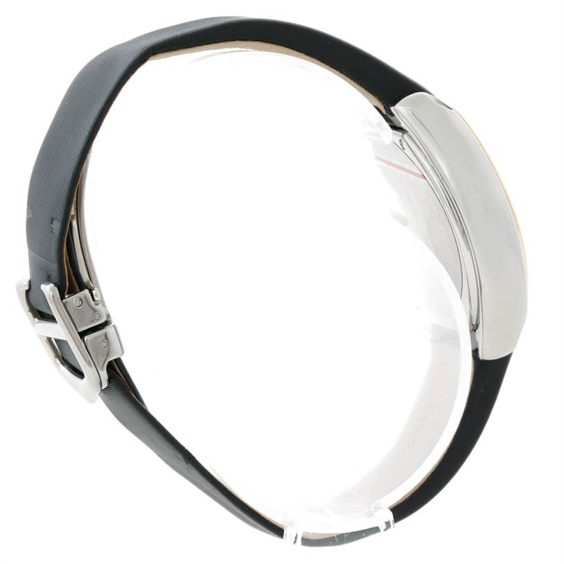 The image shows a side view of the Cartier Roadster W62026Y4 Women's Steel and Gold (two tone) Silver Dial W62026Y4 Women's Steel and Gold (two tone) Silver Dial watch, focusing on the strap and stainless steel clasp.