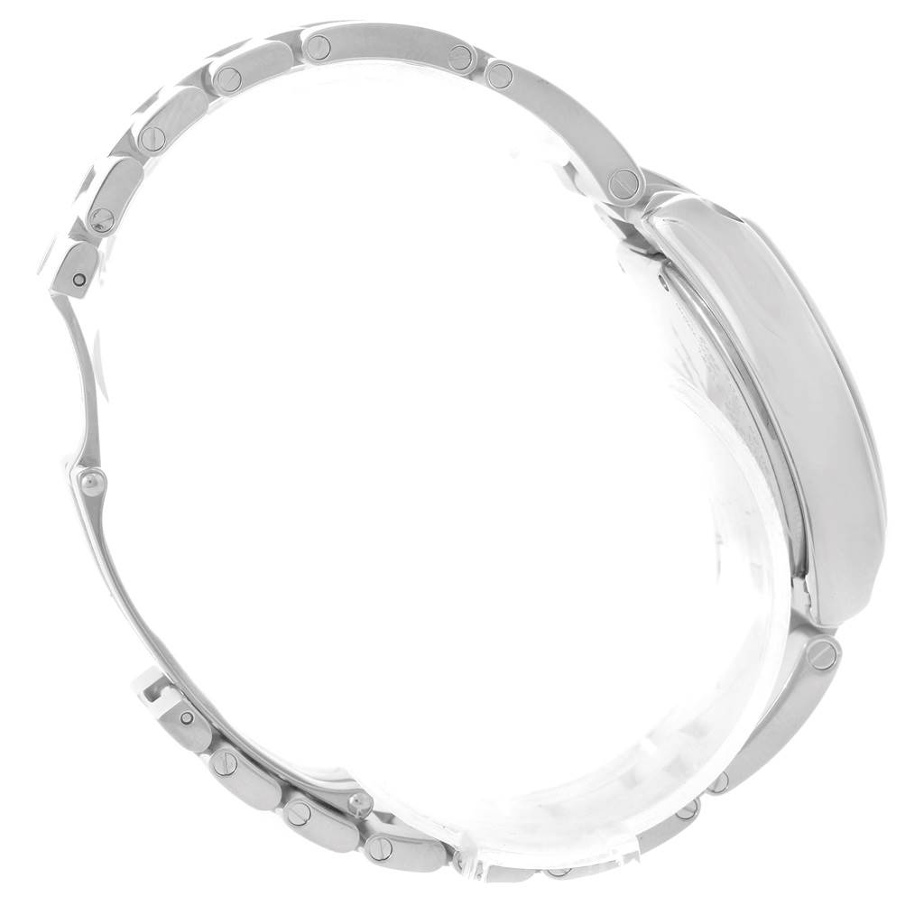 This image shows a side view of the Cartier Roadster W62017V3 Women's Stainless Steel Pink Dial W62017V3 Women's Stainless Steel Pink Dial watch, highlighting its bracelet and case profile.