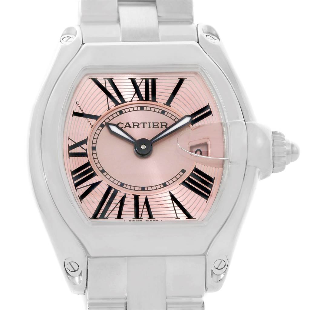 Cartier Roadster Ladies Pink Dial Watch W62017V3 SwissWatchExpo