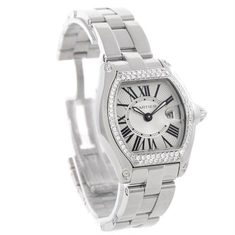 〇 Cartier Rosdstar SM W62016V3 FZ8231 Cartier Roadster 30mm Roman Dial Steel Ladies Watch W62016V3