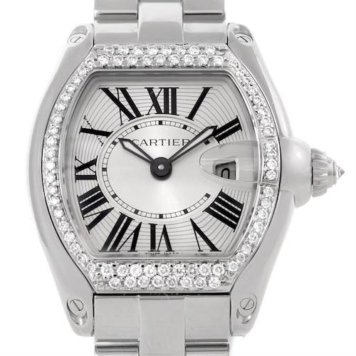 Photo of Cartier Roadster Silver Dial Ladies Steel Diamond Watch W62016V3