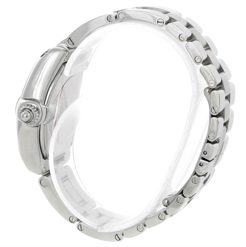 This image shows the side view of the Cartier Roadster W62016V3 Women's Stainless Steel Silver Dial W62016V3 Women's Stainless Steel Silver Dial's case and bracelet.