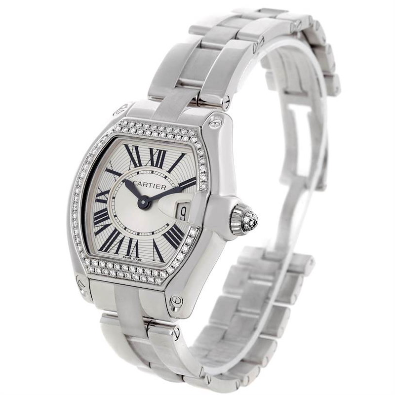 Cartier Roadster 18K White Gold Diamond Ladies Watch WE5002X2 SwissWatchExpo
