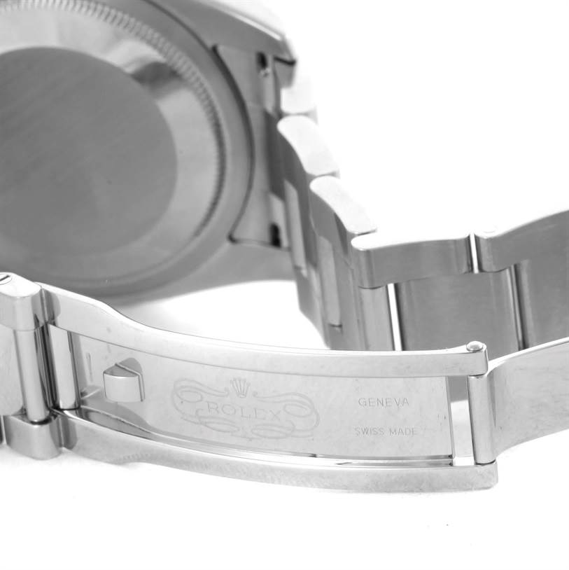 The image shows the back and clasp of a Rolex Turn-o-Graph 116264 Men's Stainless Steel White Dial 116264 Men's Stainless Steel White Dial watch, highlighting the bracelet and clasp with engraved details.