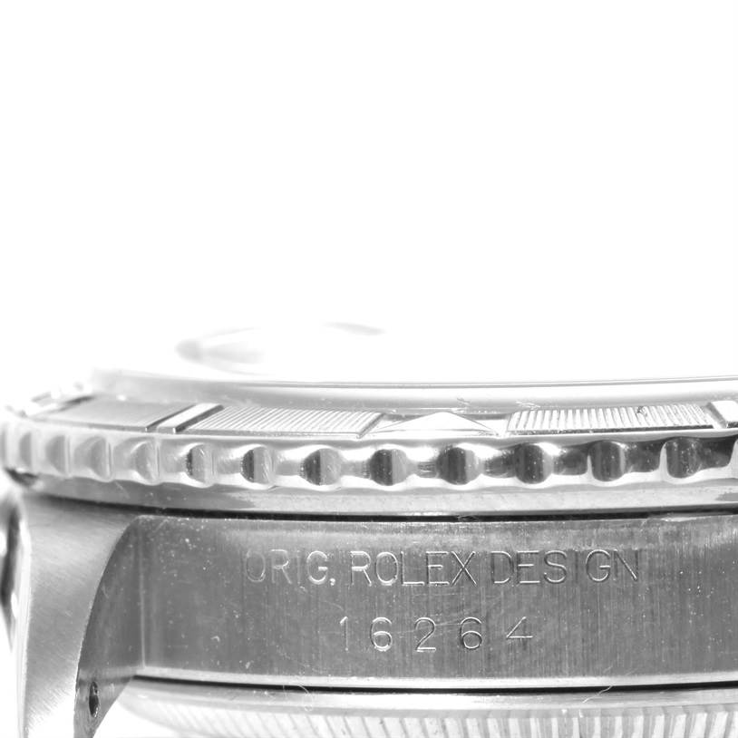 The image shows a close-up side view of the bezel and case of the Rolex Turn-o-Graph 16264 Men's Stainless Steel Blue Dial 16264 Men's Stainless Steel Blue Dial model, displaying its design and model number.