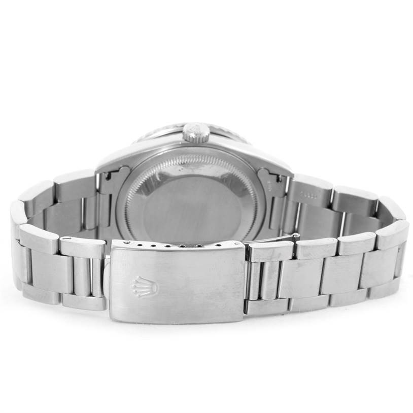 The image shows the back view of a Rolex Turn-o-Graph 16264 Men's Stainless Steel Blue Dial 16264 Men's Stainless Steel Blue Dial watch, highlighting the case back and bracelet clasp.