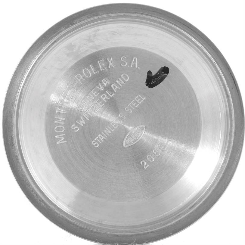 This image shows the inside of the case back of a Rolex Turn-o-Graph 16264 Men
s Stainless Steel White Dial 16264 Men
s Stainless Steel White Dial watch.