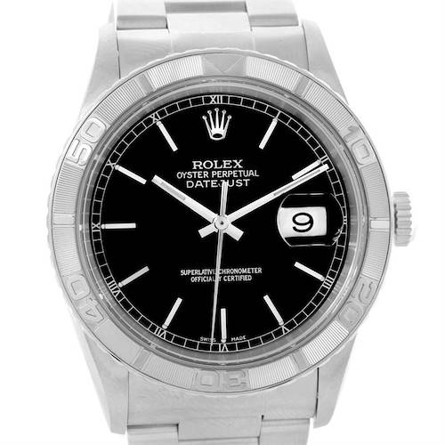 Photo of Rolex Turnograph Steel 18k White Gold Black Dial Watch 16264 Unworn
