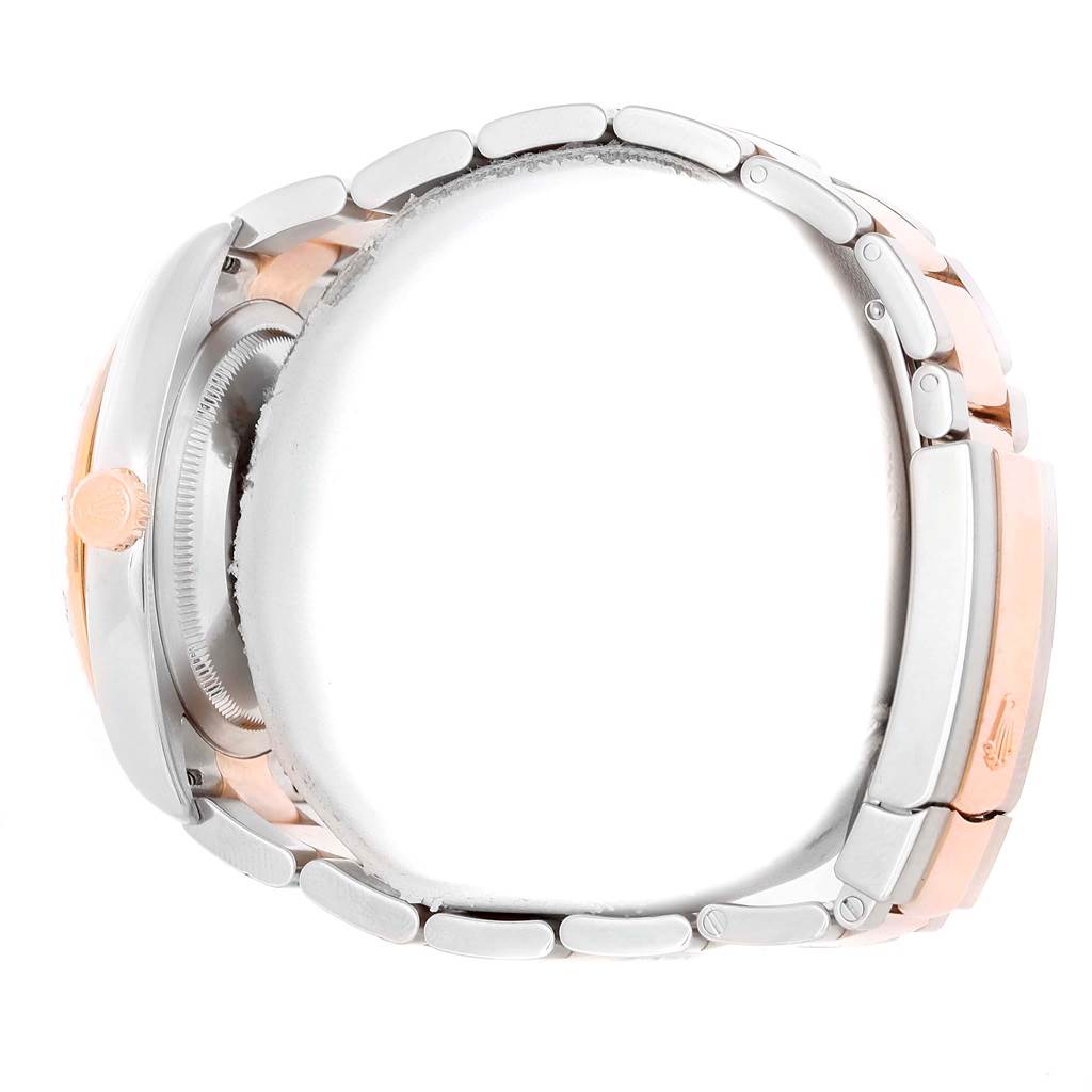 The image shows a side view of a Rolex Turn-o-Graph 116261 Men's Stainless Steel Black Dial 116261 Men's Stainless Steel Black Dial watch, highlighting the bracelet, clasp, and crown.