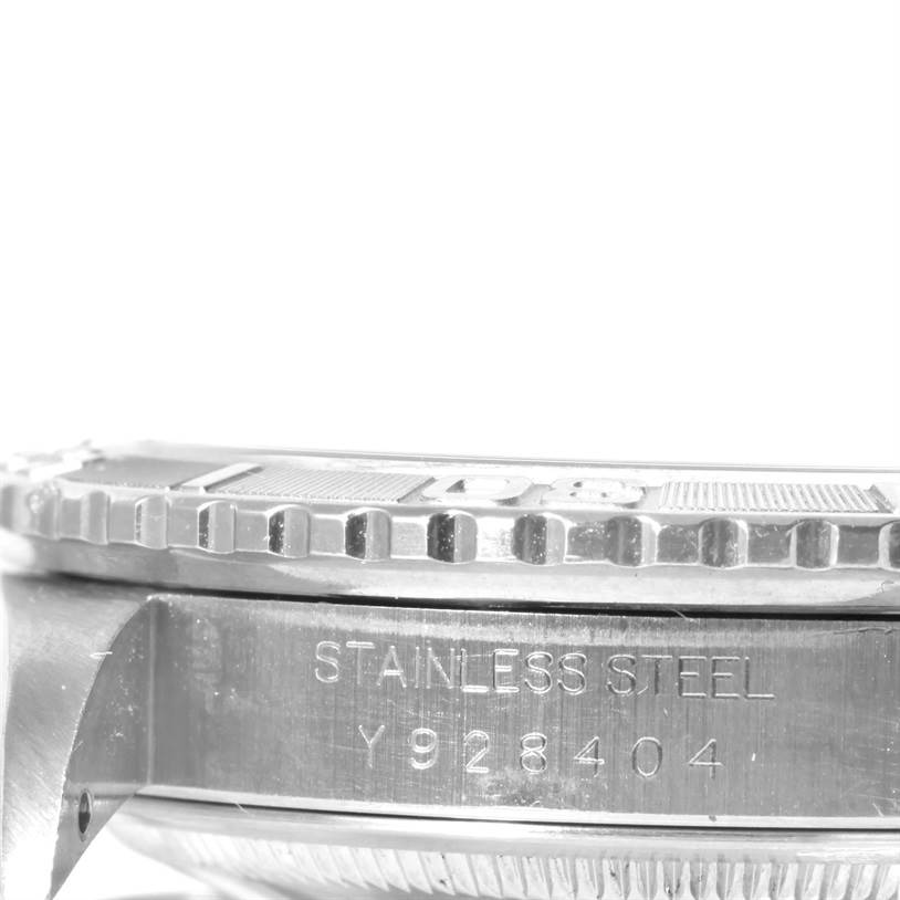 This image shows a close-up side view of the stainless steel case and bezel of the Rolex Turn-o-Graph 16264 Men's Stainless Steel Black Dial 16264 Men's Stainless Steel Black Dial watch.