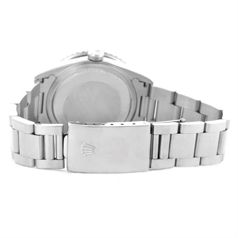 The image shows the back side of a Rolex Turn-o-Graph 16264 Men's Stainless Steel Black Dial 16264 Men's Stainless Steel Black Dial watch, highlighting the clasp and metal bracelet.