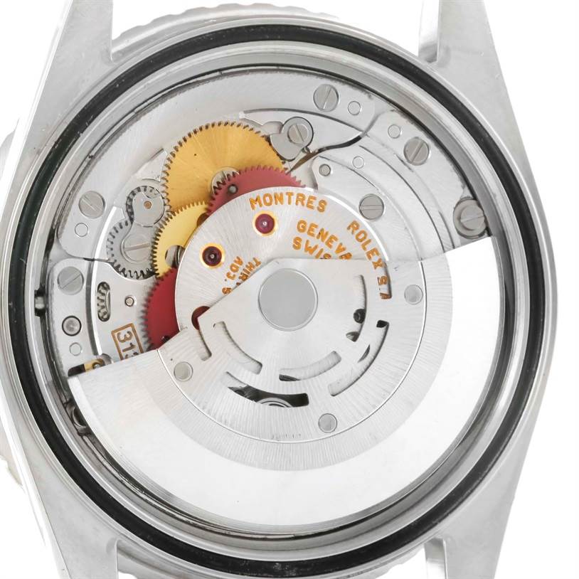 This image shows the internal mechanics and movement of the Rolex Turn-o-Graph 16264 Men's Stainless Steel White Dial 16264 Men's Stainless Steel White Dial watch from the back.