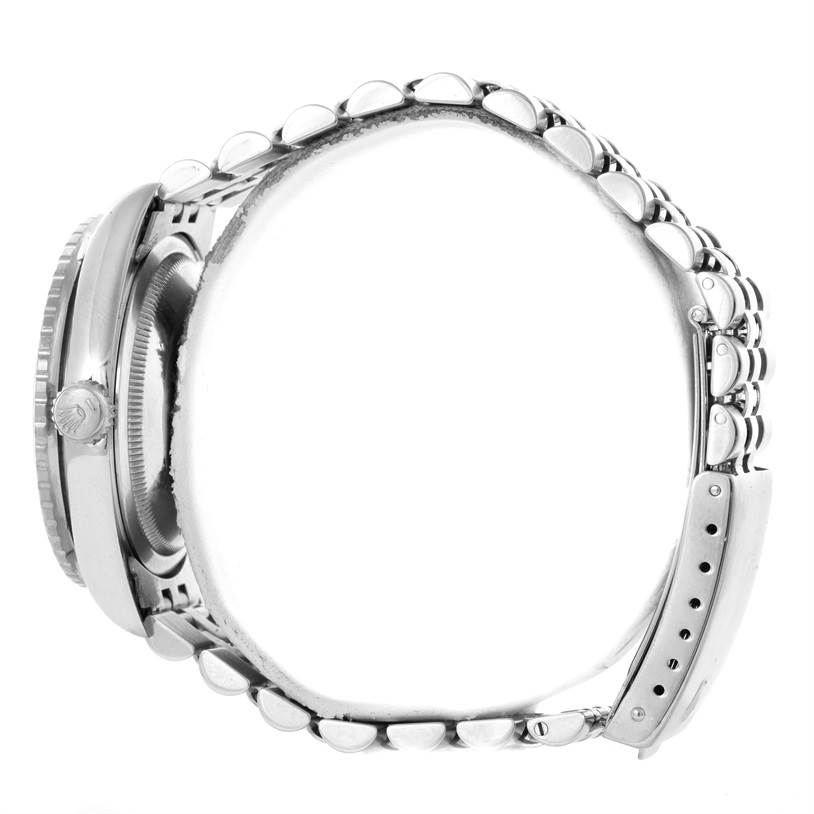 The image shows a side view of a Rolex Turn-o-Graph 16264 Men's Stainless Steel White Dial 16264 Men's Stainless Steel White Dial watch, highlighting the case, crown, bezel, and bracelet.