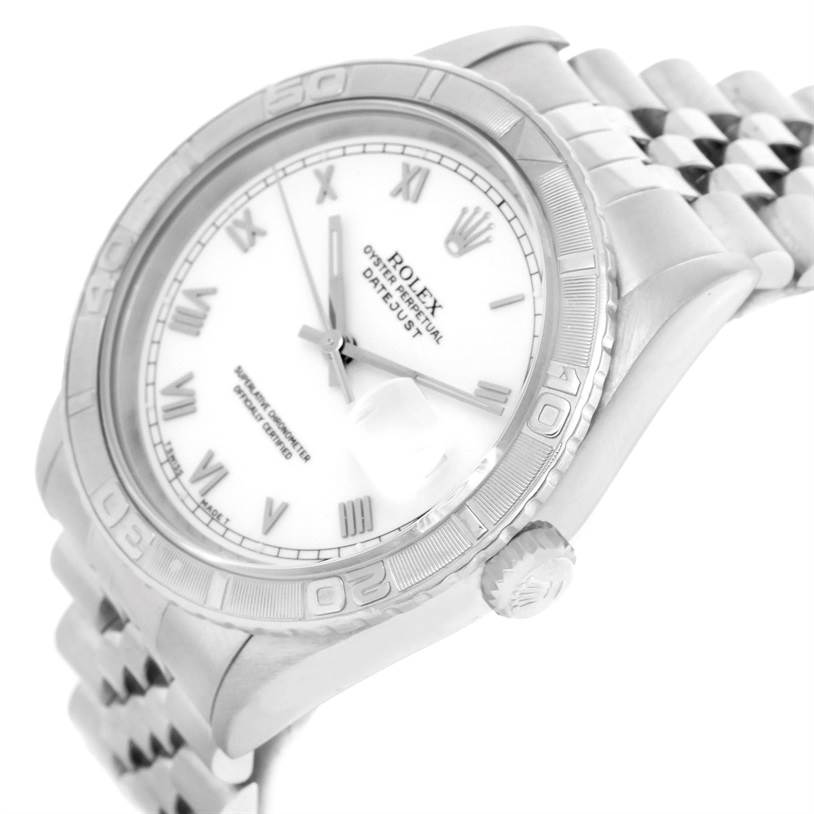 The image shows a side/front angled view of the Rolex Turn-o-Graph 16264 Men's Stainless Steel White Dial 16264 Men's Stainless Steel White Dial watch, highlighting its bezel, dial, and bracelet.