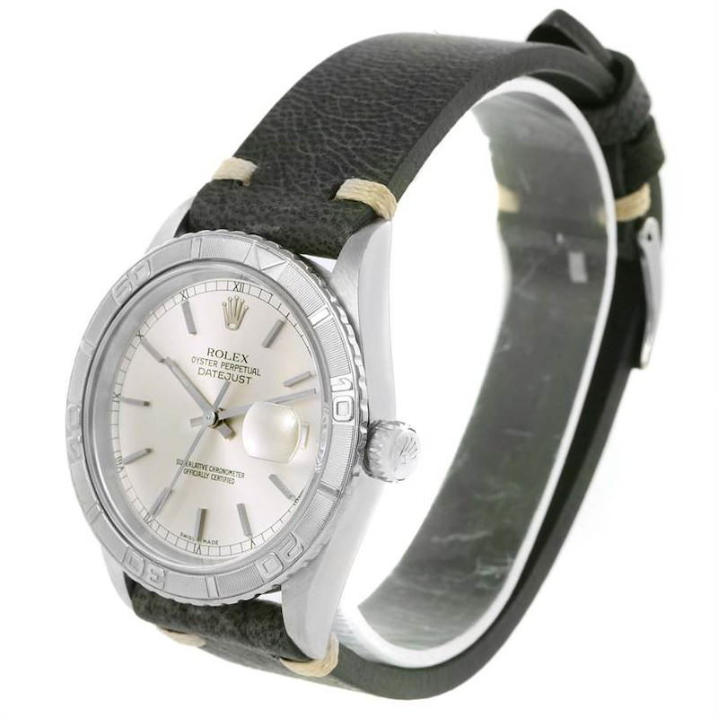 Rolex Turnograph Datejust Steel White Gold Leather Strap Watch 16264 SwissWatchExpo