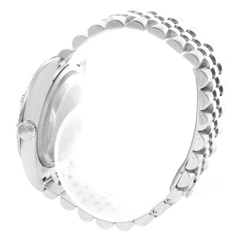 This image shows a side view of a Rolex Turn-o-Graph 116264 Men's Stainless Steel White Dial 116264 Men's Stainless Steel White Dial watch, highlighting the crown and bracelet.