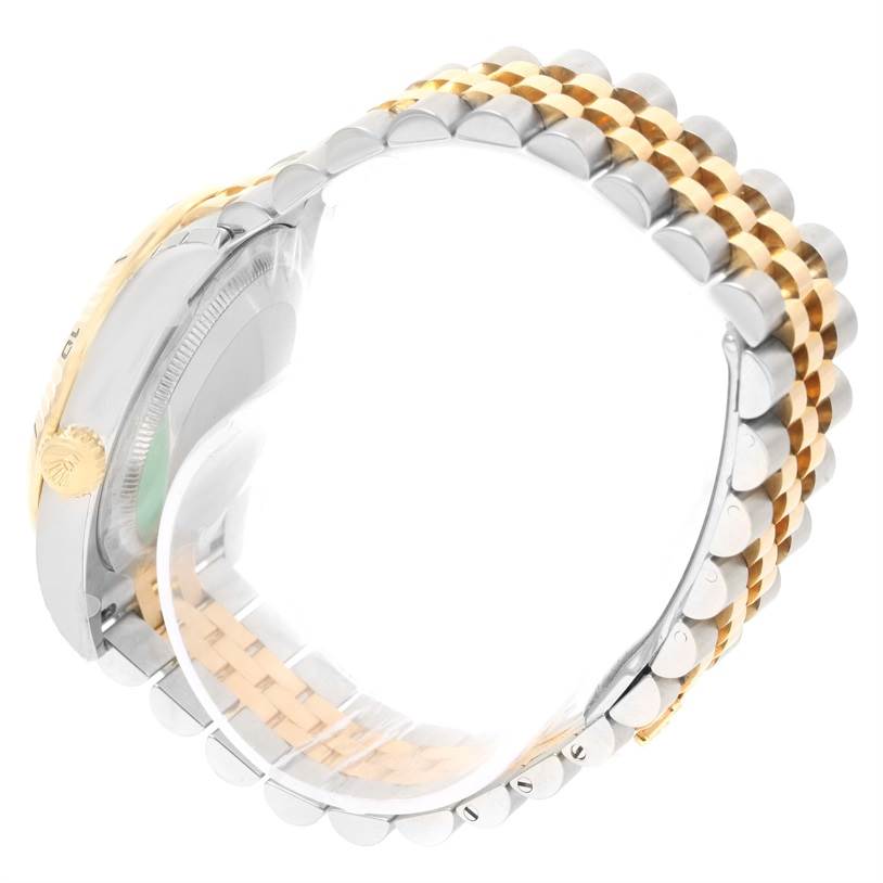 This image shows a side view of the Rolex Turn-o-Graph 116263 Men's Stainless Steel White Dial 116263 Men's Stainless Steel White Dial model, highlighting its two-tone bracelet and the case side.