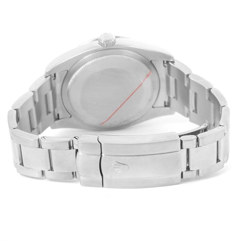 This image shows the back case and bracelet clasp of a Rolex Turn-o-Graph 116264 Men's Stainless Steel Blue Dial 116264 Men's Stainless Steel Blue Dial watch from a rear angle.