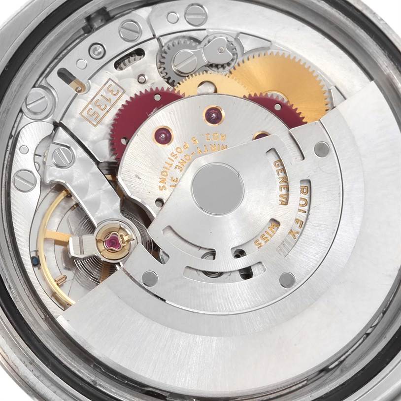 The image shows the intricate internal mechanism of a Rolex Turn-o-Graph 116264 Men's Stainless Steel Black Dial 116264 Men's Stainless Steel Black Dial watch from a rear angle.