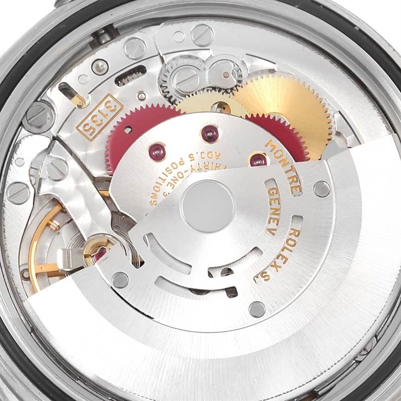 This image shows the movement mechanism of a Rolex Turn-o-Graph 16264 Men's Stainless Steel Blue Dial 16264 Men's Stainless Steel Blue Dial watch from a top-down angle.