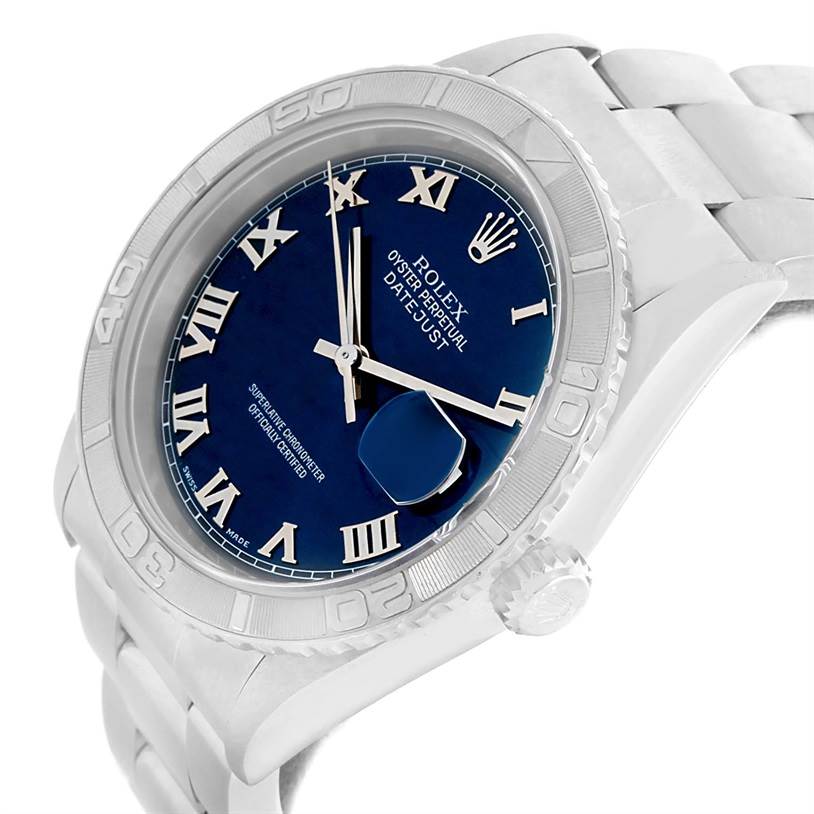 The image shows a Rolex Turn-o-Graph 16264 Men's Stainless Steel Blue Dial 16264 Men's Stainless Steel Blue Dial watch from an angled view, highlighting its face, bezel, and part of the bracelet.