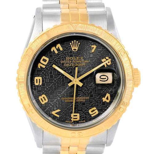 Photo of Rolex Datejust Turnograph Mens Steel Yellow Gold Black Dial Watch 16253