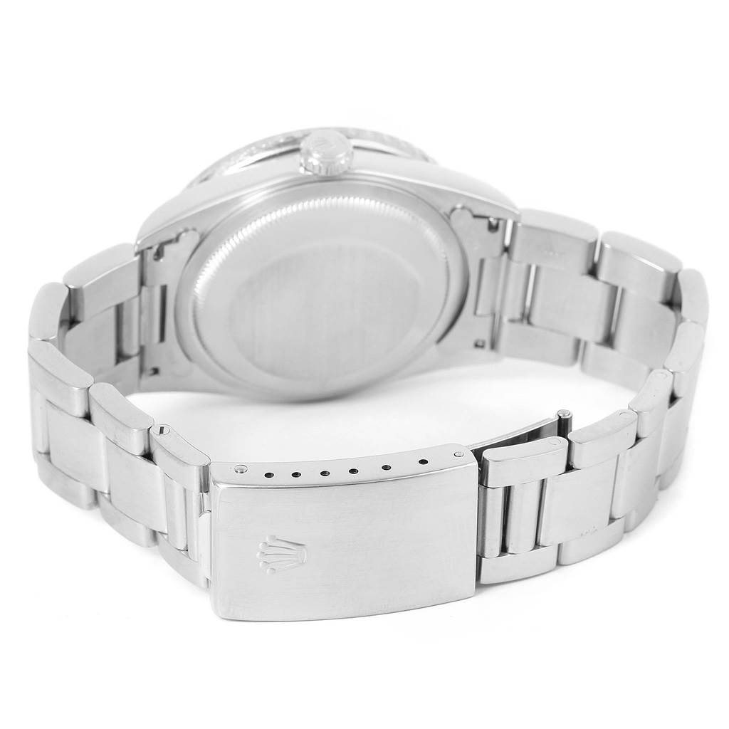 This image shows the back case, crown, and bracelet with clasp of the Rolex Turn-o-Graph 16264 Men's Stainless Steel Silver Dial 16264 Men's Stainless Steel Silver Dial watch from a rear angle.