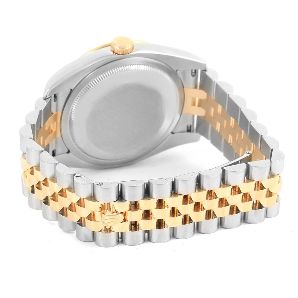 The image shows the back and side of the Rolex Turn-o-Graph 116263 Men's Stainless Steel Champagne Dial 116263 Men's Stainless Steel Champagne Dial watch with its bi-metallic bracelet and crown.