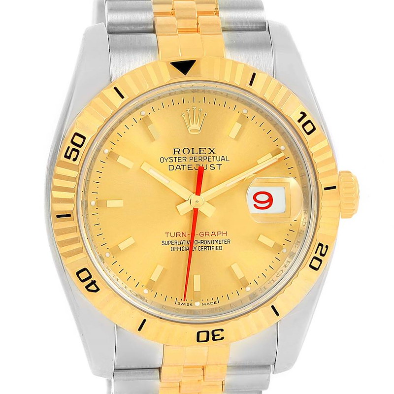 Rolex Datejust Turnograph Steel Yellow Gold Automatic Mens Watch 116263 SwissWatchExpo