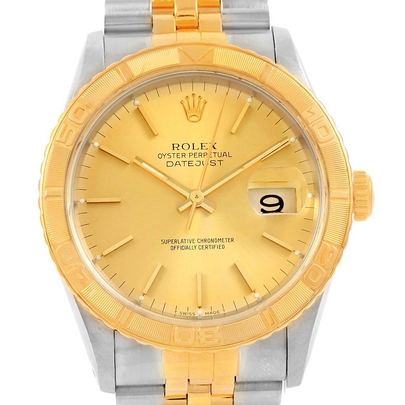 Rolex Datejust Turnograph Steel 18K Yellow Gold Mens Watch 16263 SwissWatchExpo