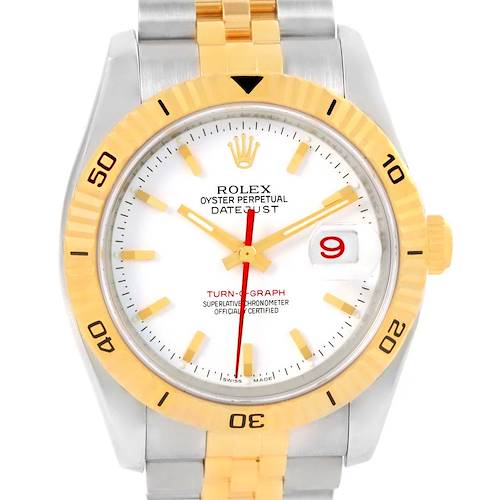 Photo of Rolex Datejust Turnograph Steel Yellow Gold White Dial Watch 116263