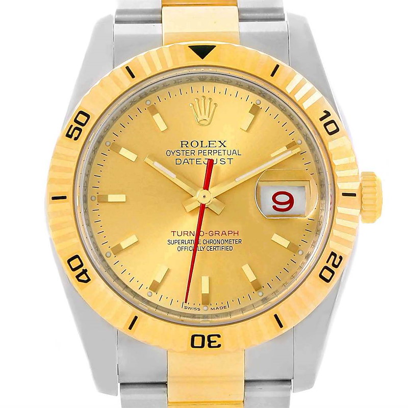 Rolex Datejust Turnograph Steel Yellow Gold Oyster Bracelet Watch 116263 SwissWatchExpo