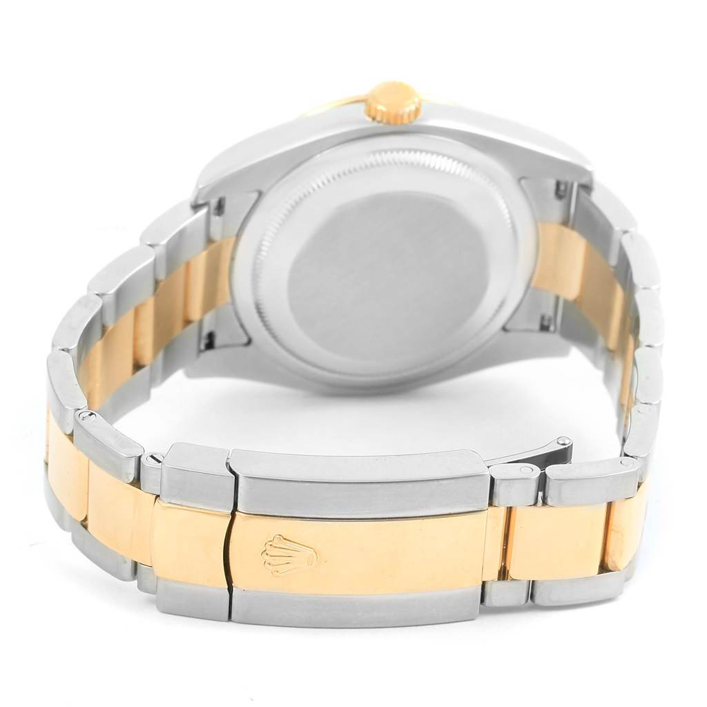 The image shows the reverse side and clasp of a Rolex Turn-o-Graph 116263 Men
s Stainless Steel Champagne Dial 116263 Men
s Stainless Steel Champagne Dial watch, highlighting the bracelet and back of the watch case.